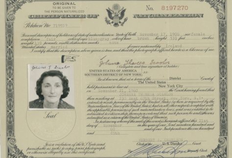 Johanna T. Scanlon emigrated to the United States from Ireland to New York City. This original document, which bears the official raised seal from the Southern District Court of New York, granted her the full rights and protections of a United States citizen. Within less than a year of this "rebirth", Johanna would move to 137-60th Ave. Flushing, Queens where she resided until she passed away in 1994.