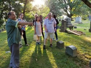 Volunteers in the [Maple Grove Cemetery!]